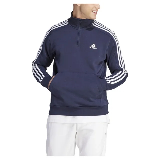 Manchester United x adidas Mens Essentials Fleece 3-Stripes 1/4 Zip Sweatshirt Navy