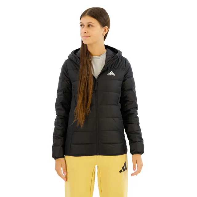 Manchester United x adidas Womens Essentials Light Down Hooded Jacket Black
