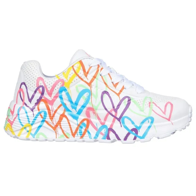 Skechers Girls JGoldcrown: Uno Lite - Spread the Love Sneaker in White