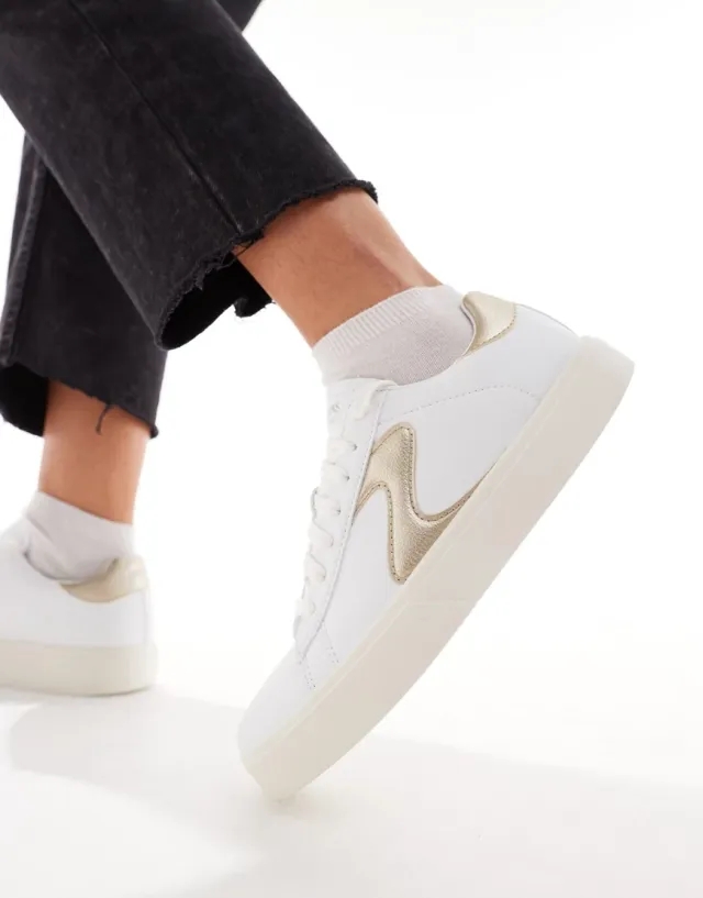 Skechers Women's Eden LX - Beaming Glory Sneaker in White/Gold
