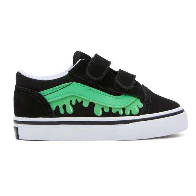 Vans  Old Skool V GLOW SLIME BLACK/GREEN  boys's Children's Shoes (Trainers) in Black