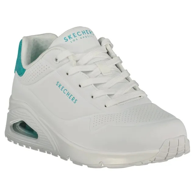 Skechers Women's Uno - Pop Back Sneaker in White/Mint