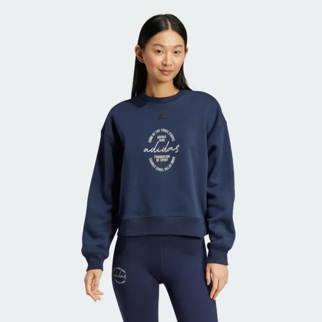 adidas Signature Graphic Print Fleece Loose Sweatshirt