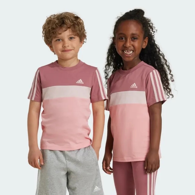 adidas  Tiberio 3-Stripes Colorblock Cotton T-Shirt  girls's Children's T shirt in Pink