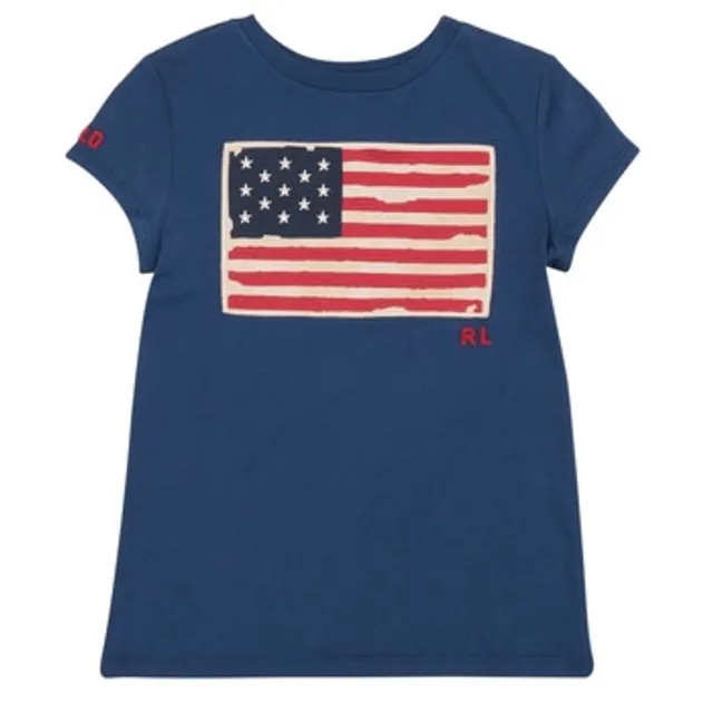 Polo Ralph Lauren  SS FLAG TEE-KNIT SHIRTS-T-SHIRT  girls's Children's T shirt in Marine