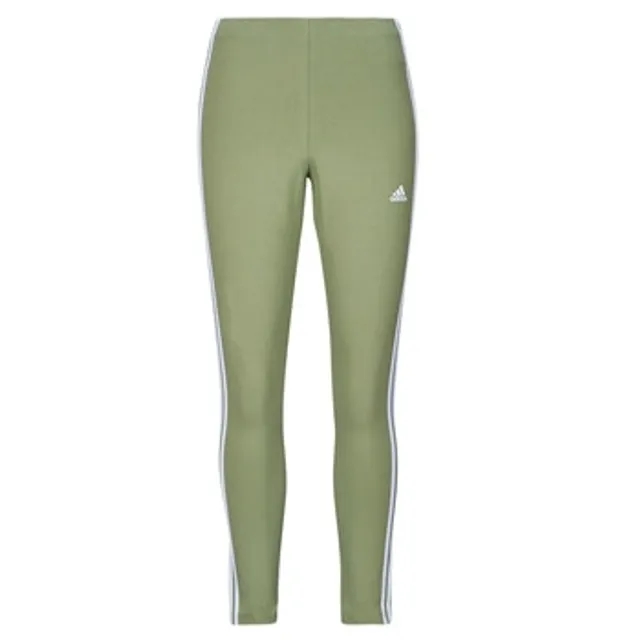 adidas  Essentials 3-Stripes High-Waisted Single Jersey Leggings  women's Tights in Green