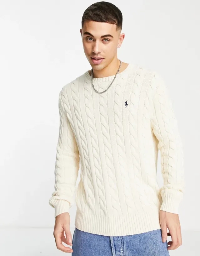 Polo Ralph Lauren  LS DRIVER CN-LONG SLEEVE-SWEATER  men's Sweater in Beige