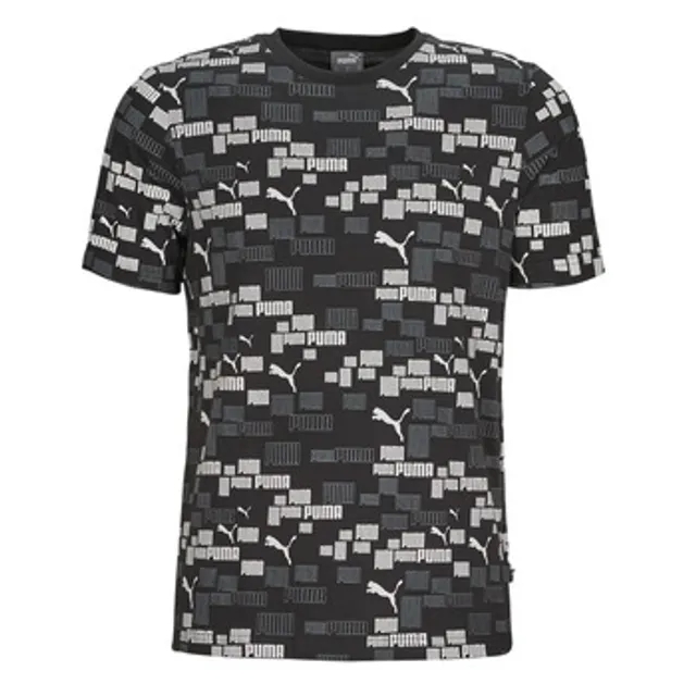 Puma  ESS+ LOGO LAB AOP TEE  men's T shirt in Black
