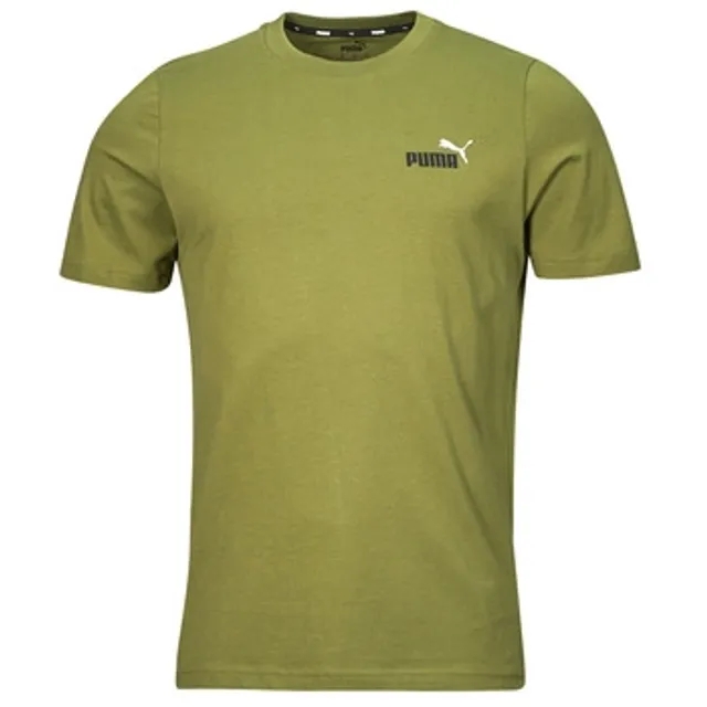 Puma  ESS+ 2 COL SMALL LOGO TEE  men's T shirt in Kaki