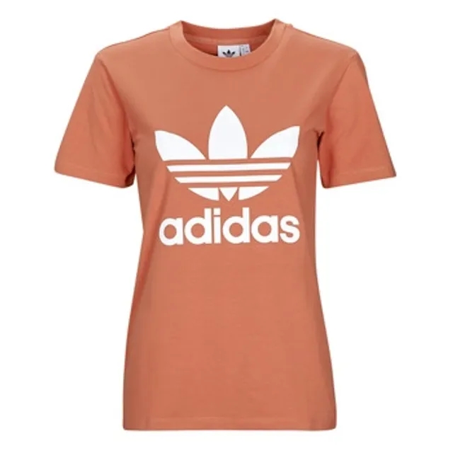 adidas  TREFOIL TEE  women's T shirt in Pink