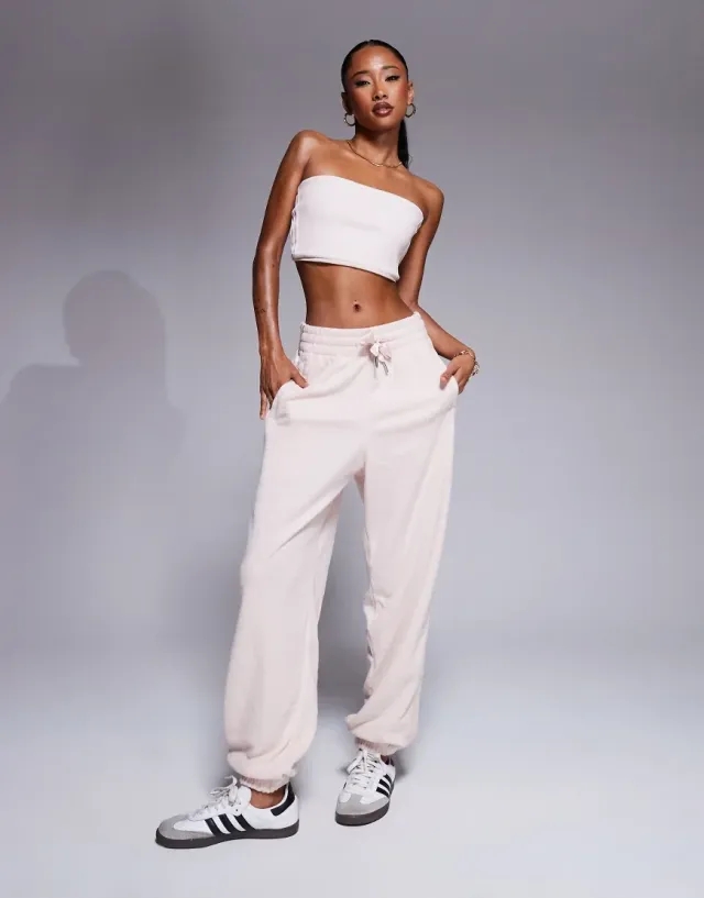 Adidas Originals Fleece Joggers Co-Ord In Soft Pint-Pink