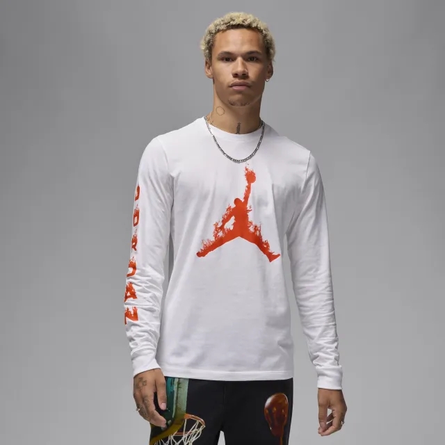 Nike Jordan Men's Long-Sleeve T-Shirt - White - Cotton