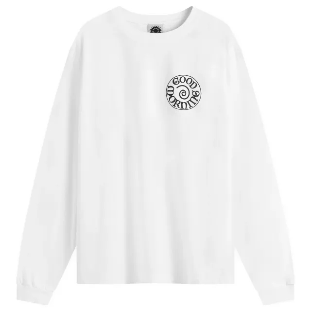 Good Morning Tapes Men's Spiral Logo Long Sleeve T-Shirt White