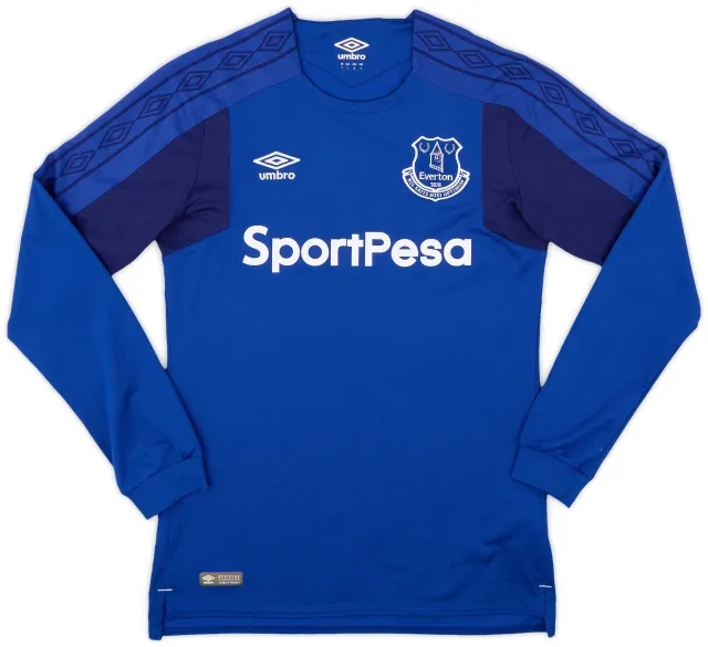 Umbro 2017-18 Everton Home L/S Shirt - 9/10 - (S)