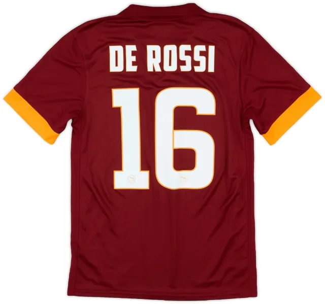 Nike 2014-15 Roma Home Shirt De Rossi #16 - 9/10 - (S)