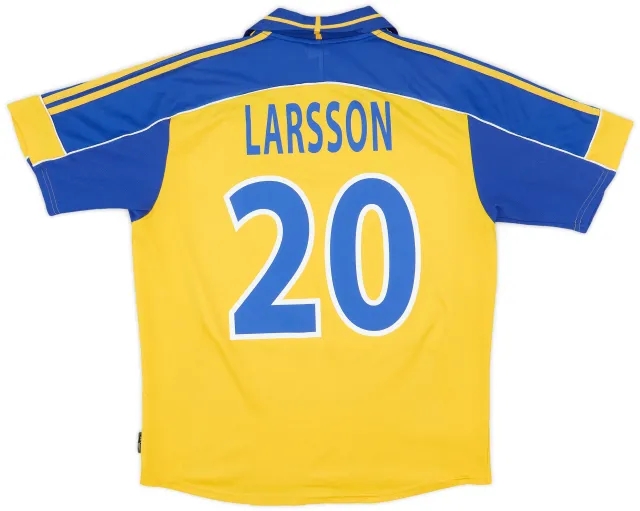 adidas 2000-02 Sweden Home Shirt Larsson #20 - 6/10 - (L)