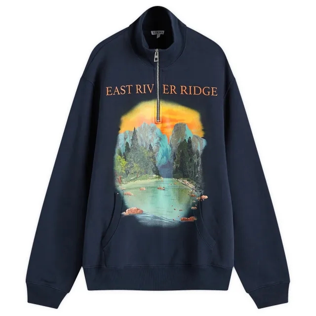 Loewe Men's East River Ridge Zip Sweatshirt Dark Blue