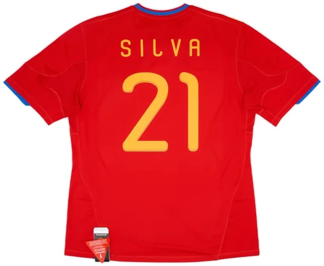 adidas 2009-10 Spain Home Shirt Silva #21 (XL)