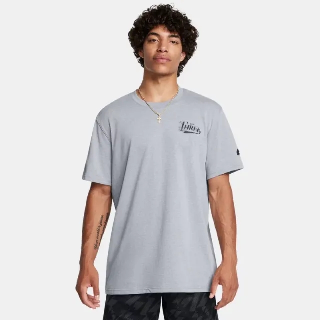 Under Armour Men's Curry Verbiage Heavyweight T-Shirt Steel Light Heather / Black XXL