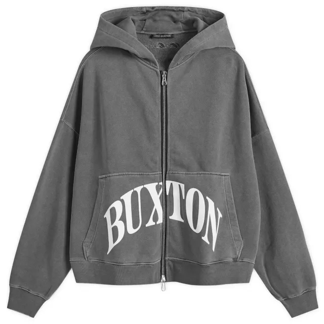 Cole Buxton Men's Cropped Logo Zip Hoodie Washed Black
