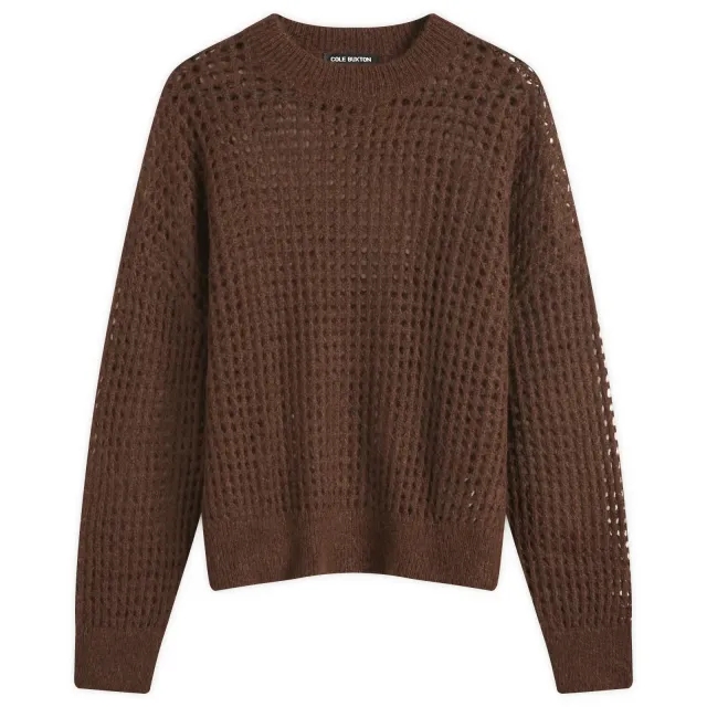 Cole Buxton Men's Open Weave Knitted Jumper Brown