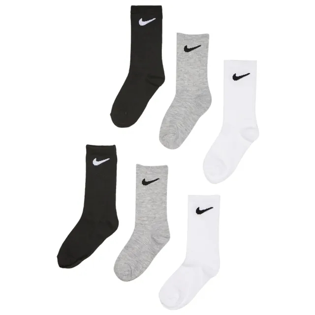 Nike Kids Crew 6 Pack Unisex Socks - White