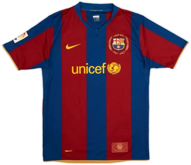 Nike 2007-08 Barcelona Home Shirt - 9/10 - (XL.Boys)