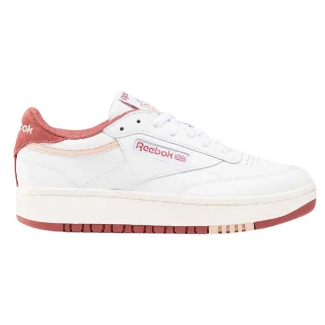 Reebok club c double trainers in white & burgundy