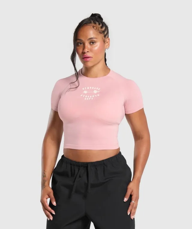 Gymshark Barbell Hearts Seamless Baby Tee - Light Pink