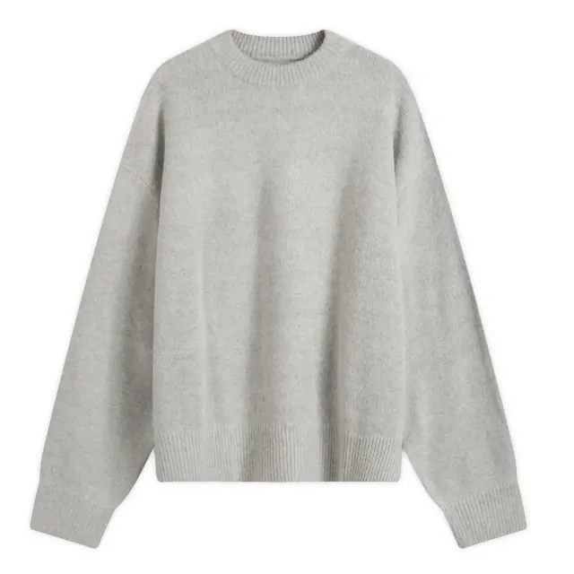 MKI Men's Mohair Blend Knit Crew Light Grey