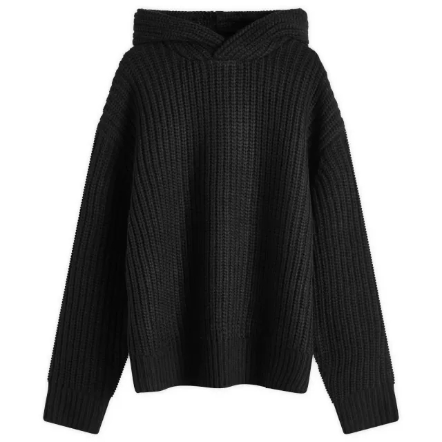 MKI Men's Chunky Rib Knit Hoodie Black