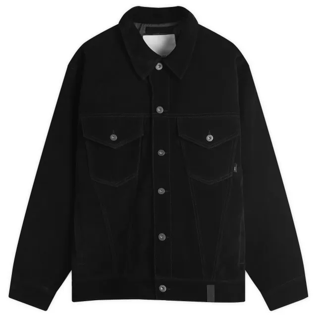 WTAPS Men's 01 Synthetic Suede Trucker Jacket Black