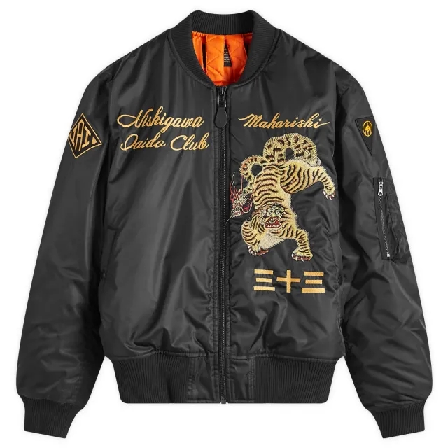 Maharishi Men's Nekomata Tiger MA1 Jacket Flight Black