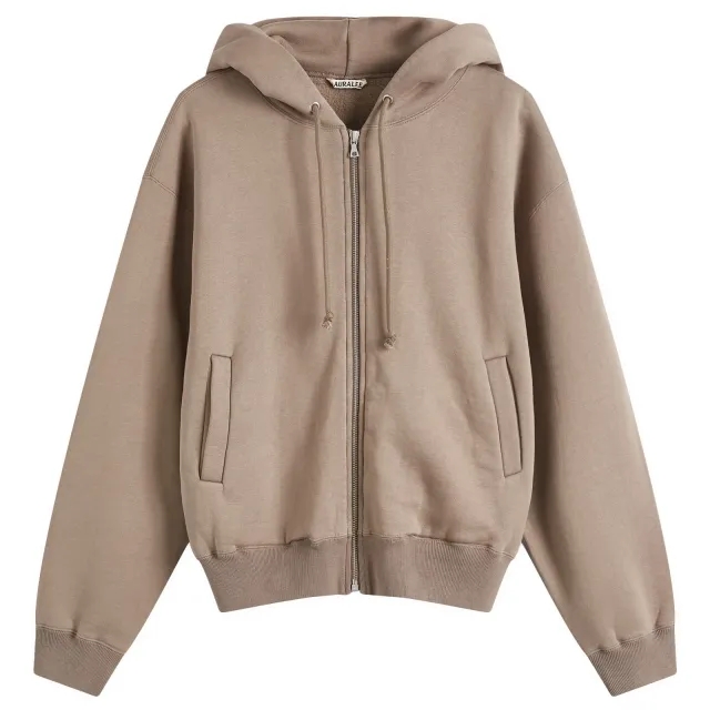 Auralee Women's Smooth Soft Sweat Zip Parka Olive Brown