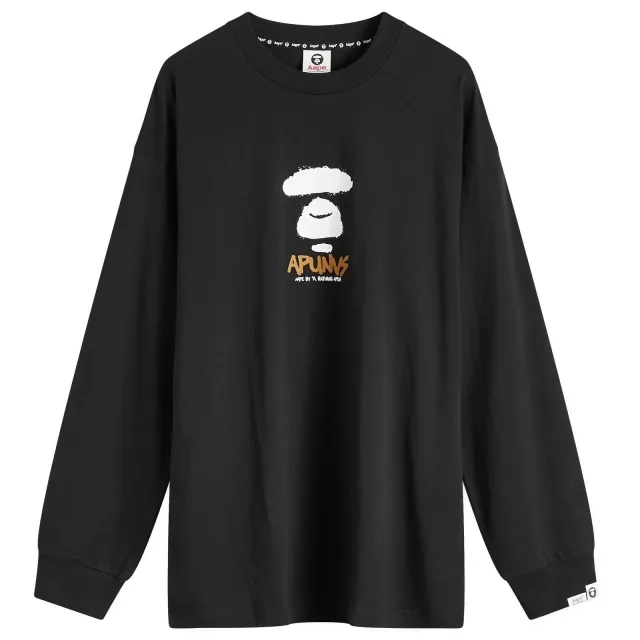 A Bathing Ape AAPE Snake Camo Graffiti Long Sleeve T-Shirt Black