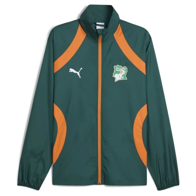 PUMA Ivory Coast 2025 Pre-Match Woven Jacket Men, Dark Myrtle/Rickie Orange