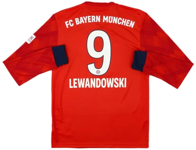 adidas 2018-19 Bayern Munich Home L/S Shirt Lewandowski #9 (S)