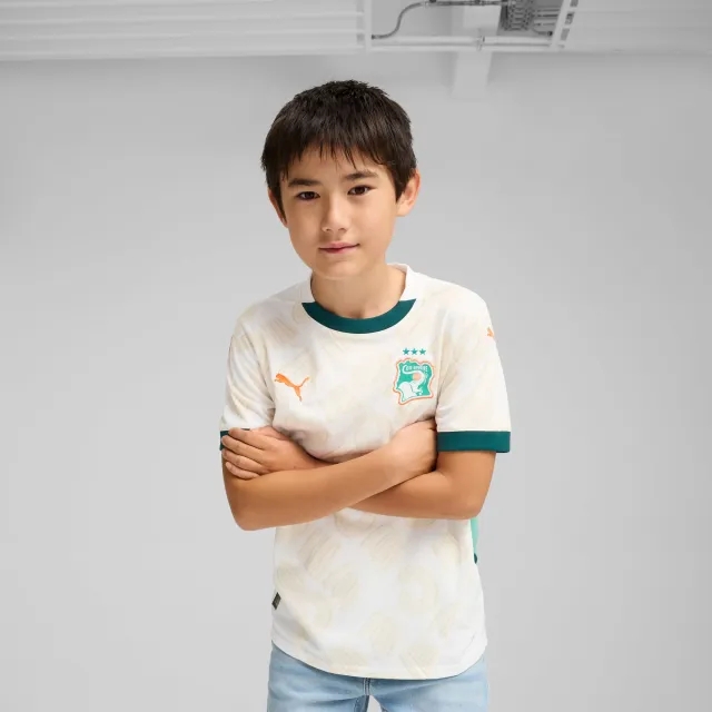 PUMA Ivory Coast 2025 Away Jersey Youth, White/Dark Myrtle