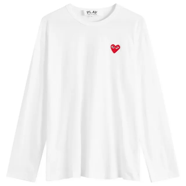 Comme des Garçons Play Men's Long Sleeve Basic Logo T-Shirt White/Red