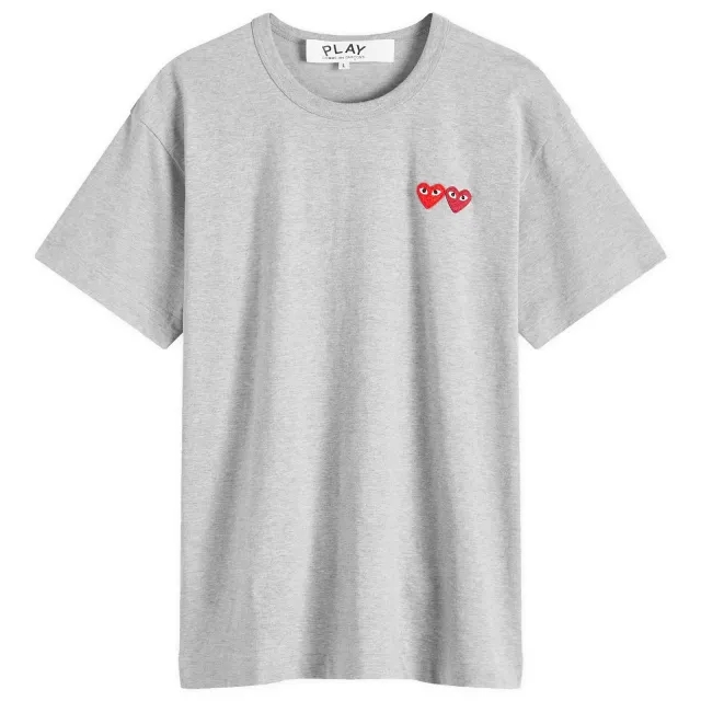 Comme des Garçons Play Men's Double Heart T-Shirt Grey