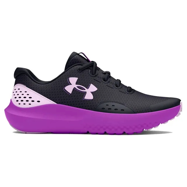 Girls' Grade School  Under Armour  Surge 4 Running Shoes Black / Lavish / Salt Purple 5.5