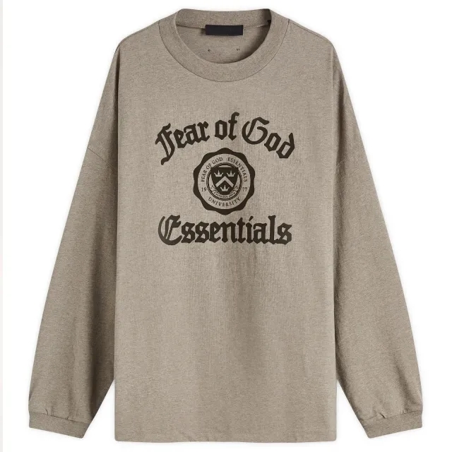 Fear of God ESSENTIALS Men's University Long Sleeve T-Shirt Heather Grey