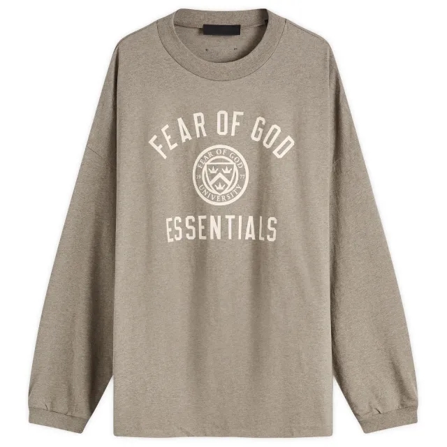 Fear of God ESSENTIALS Men's Crest Logo Long Sleeve T-Shirt Heather Grey