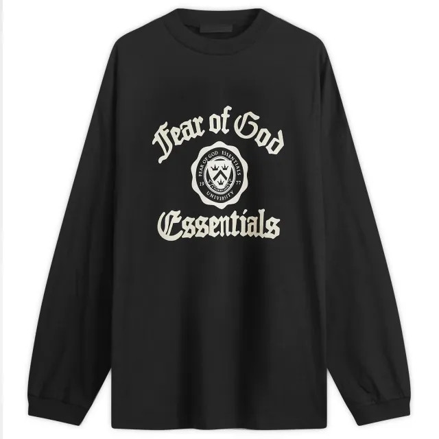 Fear of God ESSENTIALS Men's University Long Sleeve T-Shirt Black