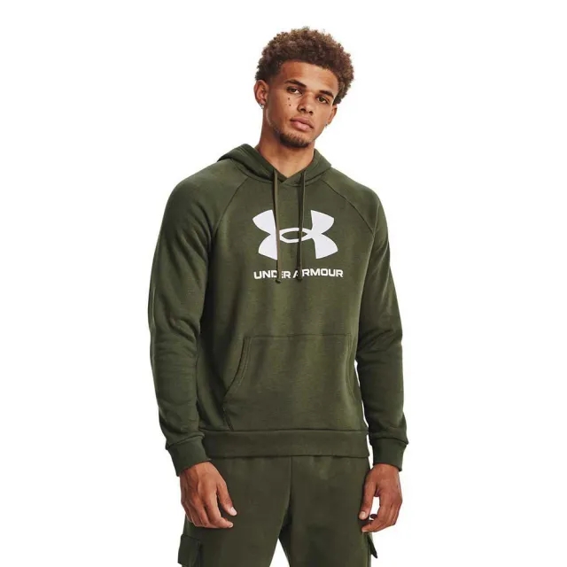 Men's  Under Armour  Rival Fleece Logo Hoodie Marine OD Green / White XXL