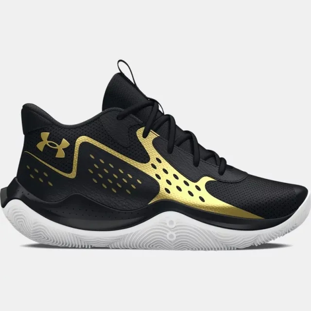 Grade School  Under Armour  Jet '23 Basketball Shoes Black / Black / Metallic Gold 3