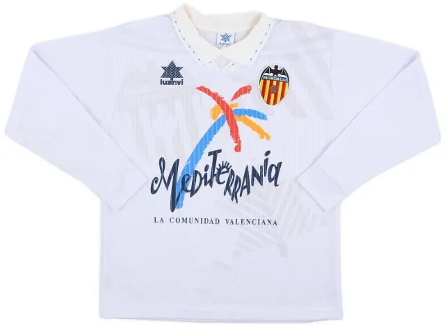 1993-94 Valencia Home L/S Shirt - 8/10 - (XL.Boys)