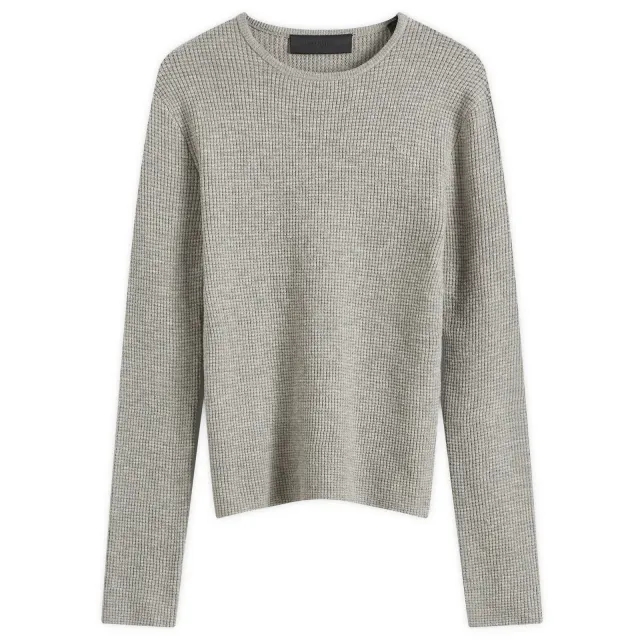 FEAR OF GOD ESSENTIALS Women's Waffle Fitted Long Sleeve Sweater Dark Heather