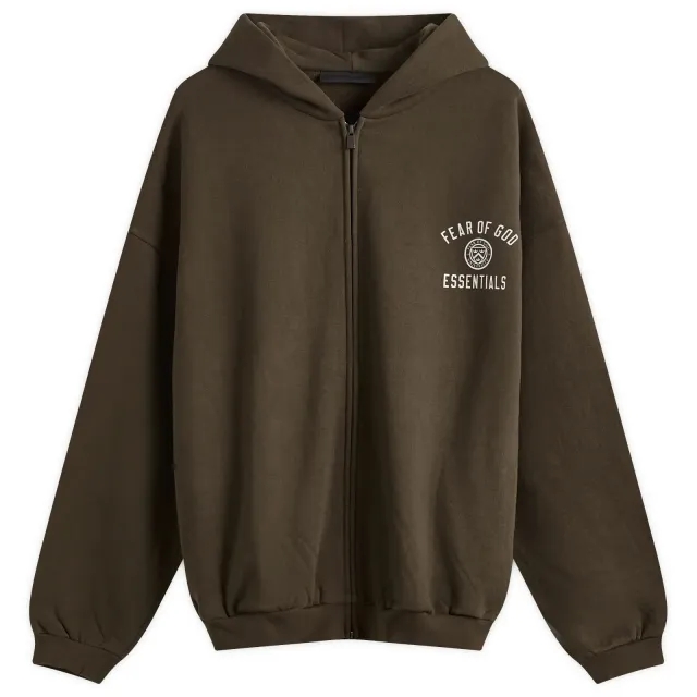 Fear of God ESSENTIALS Men's State Heavy Fleece Full Zip Hoodie Brown