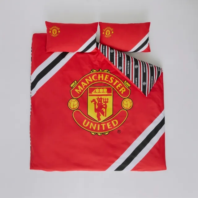 FOCO Manchester United Core Stripe Double Duvet Cover Red